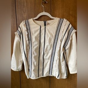 Anthropologie Anthro Eri + Ali Macrame Tassel Boho Top